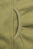 Kapuzensweatjacke in langer Form khaki