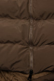 Lange Steppweste mit Kapuze Braun