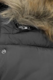 Lange Winterjacke mit Kunstpelz Grau
