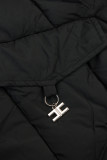 Damen-Steppjacke für den Winter mit Fell – Schwarz