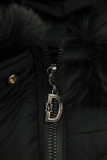 Damen-Steppjacke für den Winter mit Fell – Schwarz