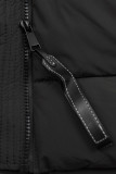 Schwarze Steppjacke mit Kunstpelz