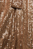 Pailletten Kleid Mocca
