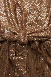 Pailletten Kleid Mocca