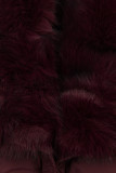 Damen-Winterjacke mit Strickbündchen Bordeauxrot