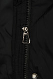 Damen-Winterjacke mit Strickbündchen Schwarz