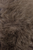 Winterjacke mit Fell, halbglänzend, Dunkelbeige