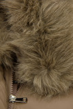 Damen-Wintermantel mit verstellbarer Taille Dunkelbeige