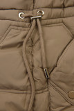 Damen-Wintermantel mit verstellbarer Taille Dunkelbeige