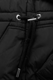 Damen-Wintermantel mit verstellbarer Taille Schwarz