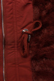 Winterparka mit Fellimitat braunrot