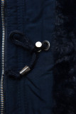 Winterparka mit Fellimitat dunkelblau