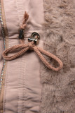 Winterparka mit Fellimitat beige-rosa