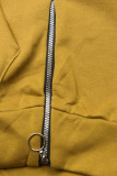 Sweatshirt mit Kapuze in Velour-Optik mustard