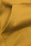 Sweatshirt mit Kapuze in Velour-Optik mustard