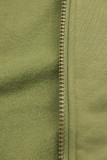 Verlängerte Sweatjacke mit gesteppte Kapuze army grün
