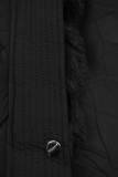 Damen-Steppjacke mit verstellbarer Taille Schwarz