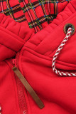 Sweatjacke mit Karomuster rot
