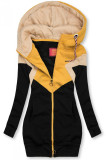 Sweatjacke in langer Form schwarz/gelb/beige