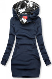 Verlängerte Sweatshirt/Sweatkleid mit Kapuze dunkelblau