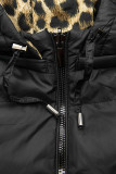 Wattierte Steppjacke mit Wendemöglichkeit Leopardenmuster/schwarz