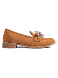 Mokassins mit Kristallen in Camel
