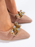 Rosa Wildleder-Pumps mit Kette von Vinceza
