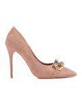 Rosa Wildleder-Pumps mit Kette von Vinceza