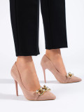 Rosa Wildleder-Pumps mit Kette von Vinceza