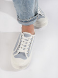 Helleblaue Damen Sneakers mit Plateau