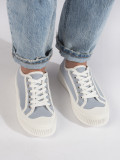 Helleblaue Damen Sneakers mit Plateau