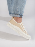 Beige Damen Sneakers auf Plattform