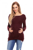 Schwangerschafts-Pullover mit Zopf Bordeaux