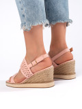 Rosa Damen Sandalen mit Keilabsatz