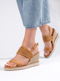 Braune Damen Sandalen mit Keilabsatz