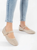 Beige Damen Ballerinas mit Nieten
