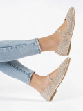 Beige Damen Ballerinas mit Nieten