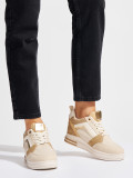 Damen Beige Sneakers mit verstecktem Keil