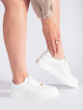 Weiße Damen Leder Sport Sneakers