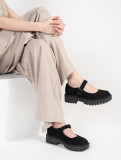 Schwarze Wildleder Slipper mit Plattform