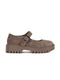 Beige Plateau-Slipper aus ökologischem Wildleder