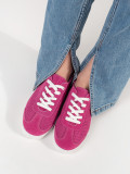 Rosa durchbrochene Sneakers aus echtem Leder