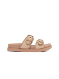 Beige flache Sandalen mit Schnallen