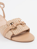 Beige Damen Sandalen mit mittelhohem Absatz