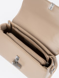 Beige kleine Handtasche mit Henkel