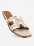 Goldene Slipper mit flachem Absatz
