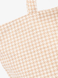 Beige Strandtasche mit weißem Karomuster