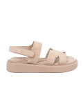 Beige Sandalen mit Plateau und Ausschnitten