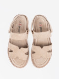 Beige Sandalen mit Plateau und Ausschnitten