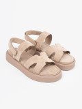 Beige Sandalen mit Plateau und Ausschnitten